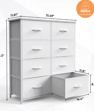 Kindergarderobe met 8 Stoffen Laden – Opbergkast met Stalen Frame