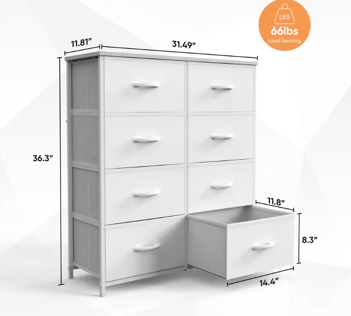 Kindergarderobe met 8 Stoffen Laden – Opbergkast met Stalen Frame
