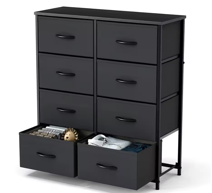 Kindergarderobe met 8 Stoffen Laden – Opbergkast met Stalen Frame