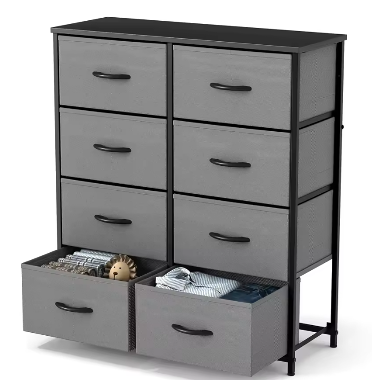 Kindergarderobe met 8 Stoffen Laden – Opbergkast met Stalen Frame
