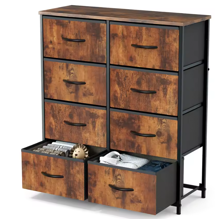 Kindergarderobe met 8 Stoffen Laden – Opbergkast met Stalen Frame