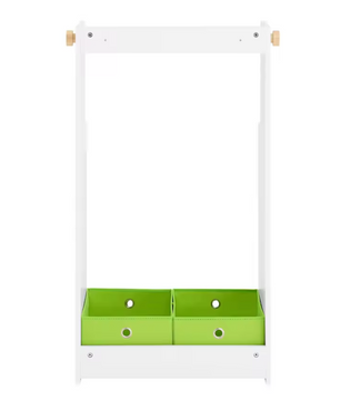 Kindergarderobe met Plank, 2 Haken en Opbergdozen – Kinderkamer Kast 110 cm