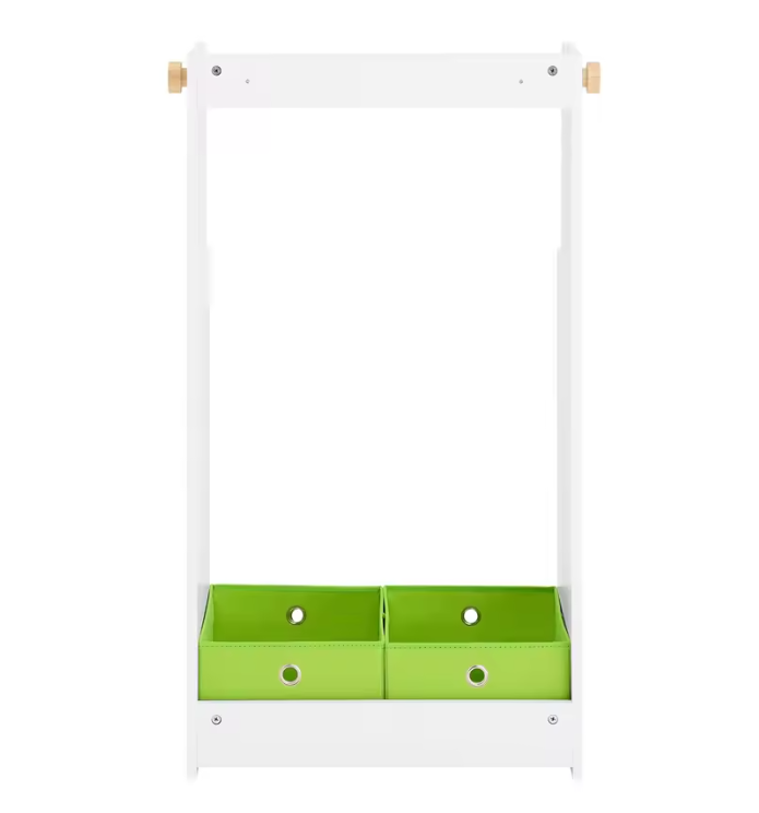 Kindergarderobe met Plank, 2 Haken en Opbergdozen – Kinderkamer Kast 110 cm