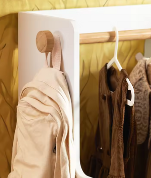 Kindergarderobe met Plank, 2 Haken en Opbergdozen – Kinderkamer Kast 110 cm