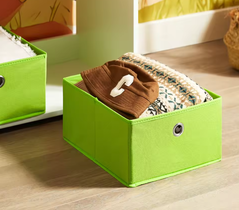 Kindergarderobe met Plank, 2 Haken en Opbergdozen – Kinderkamer Kast 110 cm