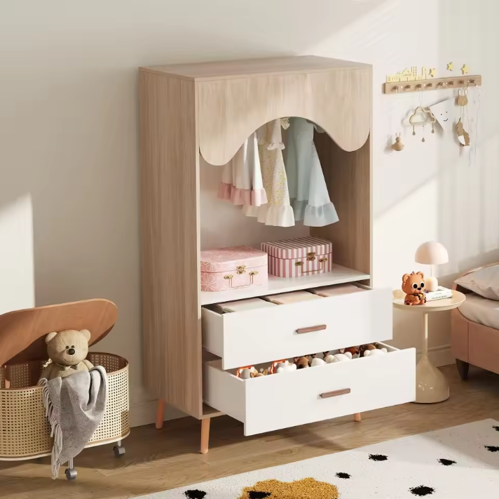 Moderne Kindergarderobe met Kledingstang en Lades – Open Kledingkast
