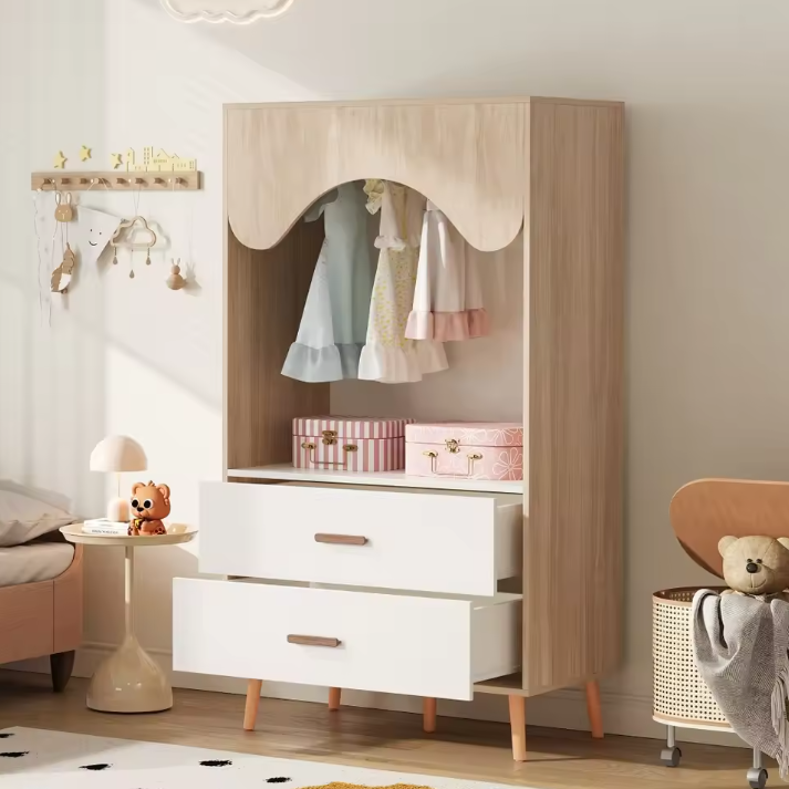 Moderne Kindergarderobe met Kledingstang en Lades – Open Kledingkast