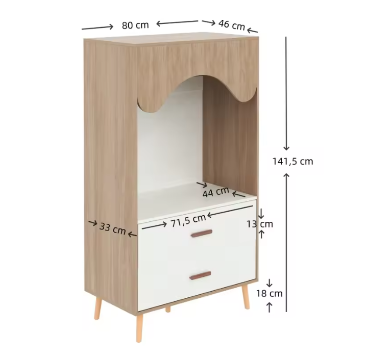 Moderne Kindergarderobe met Kledingstang en Lades – Open Kledingkast