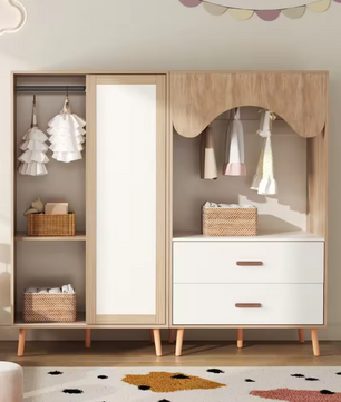 Kindergarderobe met Schuifdeuren en Open Kledingrek – Combinatiekast