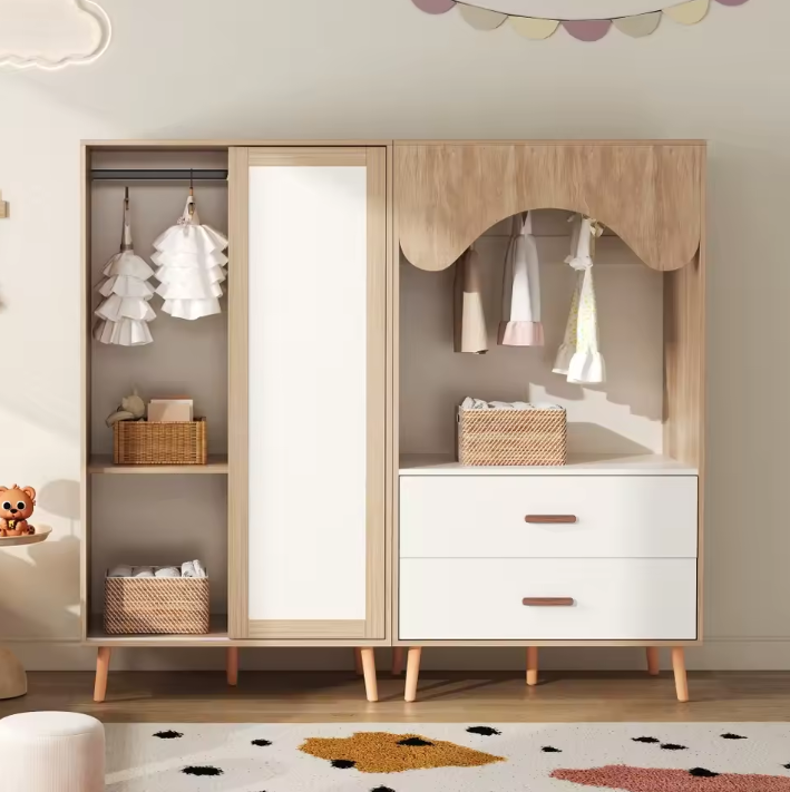 Kindergarderobe met Schuifdeuren en Open Kledingrek – Combinatiekast