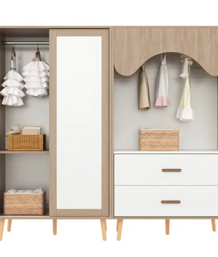 Kindergarderobe met Schuifdeuren en Open Kledingrek – Combinatiekast