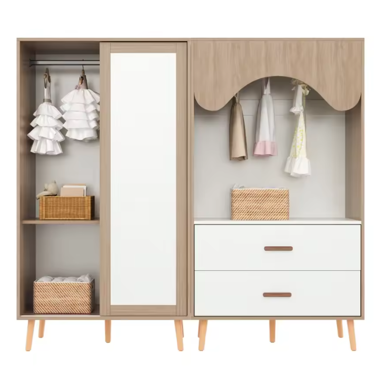 Kindergarderobe met Schuifdeuren en Open Kledingrek – Combinatiekast