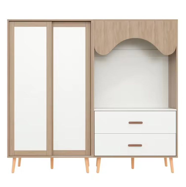 Kindergarderobe met Schuifdeuren en Open Kledingrek – Combinatiekast