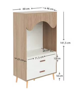 Kindergarderobe met Schuifdeuren en Open Kledingrek – Combinatiekast