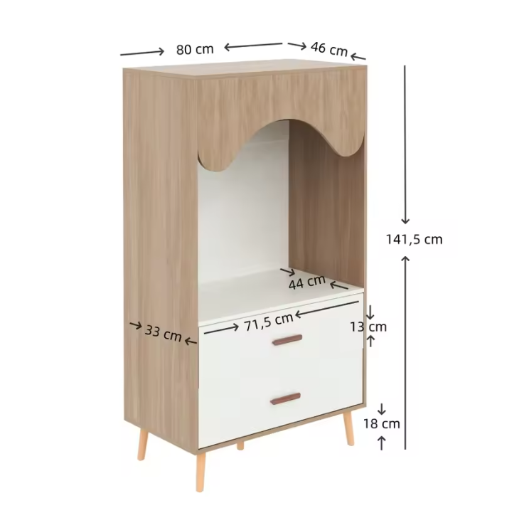 Kindergarderobe met Schuifdeuren en Open Kledingrek – Combinatiekast
