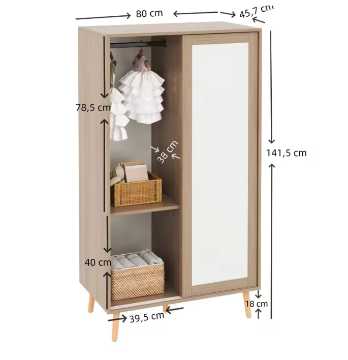 Kindergarderobe met Schuifdeuren en Open Kledingrek – Combinatiekast