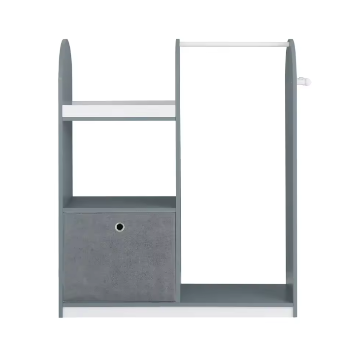 Kindergarderobe met Kledingstang, 3 Haken en Opbergdoos – Kinderkast