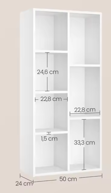 Boekenkast met 7 Compartimenten – Kubusrek voor Woonkamer en Kantoor