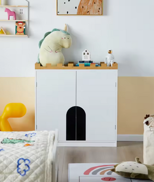 Kinderopbergkast met Deuren en Planken – Speelgoed- en Boekenkast