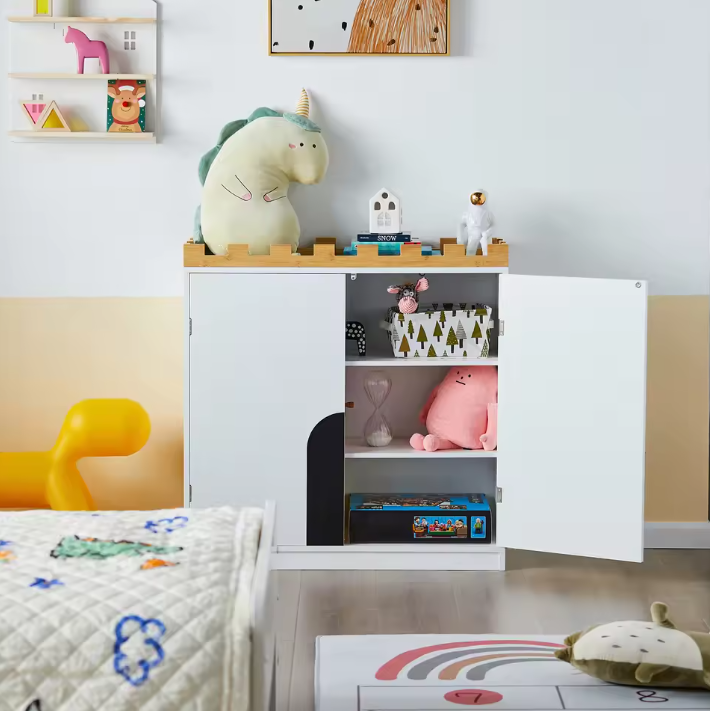 Kinderopbergkast met Deuren en Planken – Speelgoed- en Boekenkast