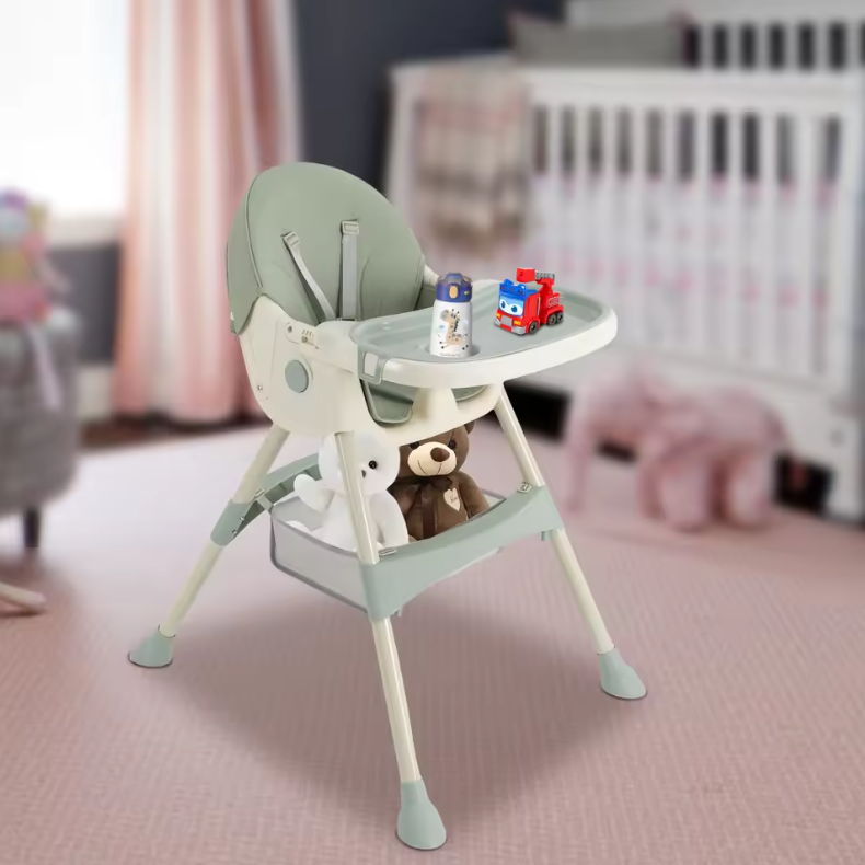 3-in-1 Baby Eetstoel met Tafel, Wielen en Afneembaar Blad – Opvouwbaar en Veilig