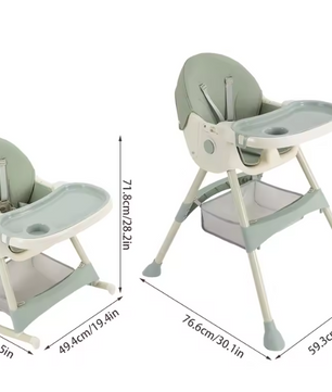 3-in-1 Baby Eetstoel met Tafel, Wielen en Afneembaar Blad – Opvouwbaar en Veilig