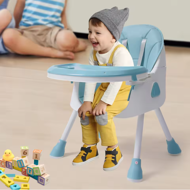 2-in-1 Verstelbare Baby Eetstoel met Dubbel Blad – Opvouwbaar en Veilig
