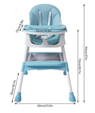 2-in-1 Verstelbare Baby Eetstoel met Dubbel Blad – Opvouwbaar en Veilig