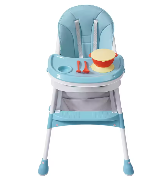 2-in-1 Verstelbare Baby Eetstoel met Dubbel Blad – Opvouwbaar en Veilig