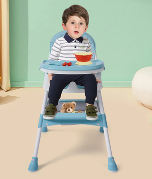 2-in-1 Verstelbare Baby Eetstoel met Dubbel Blad – Opvouwbaar en Veilig