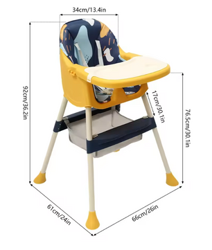 4-in-1 Opvouwbare Baby Eetstoel met Blad en Voetsteun – Voor Thuis en Onderweg