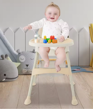 Opvouwbare Baby Eetstoel met Wielen en Afneembaar Blad – Verstelbaar en Veilig