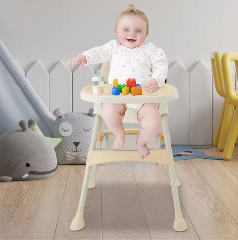 Opvouwbare Baby Eetstoel met Wielen en Afneembaar Blad – Verstelbaar en Veilig