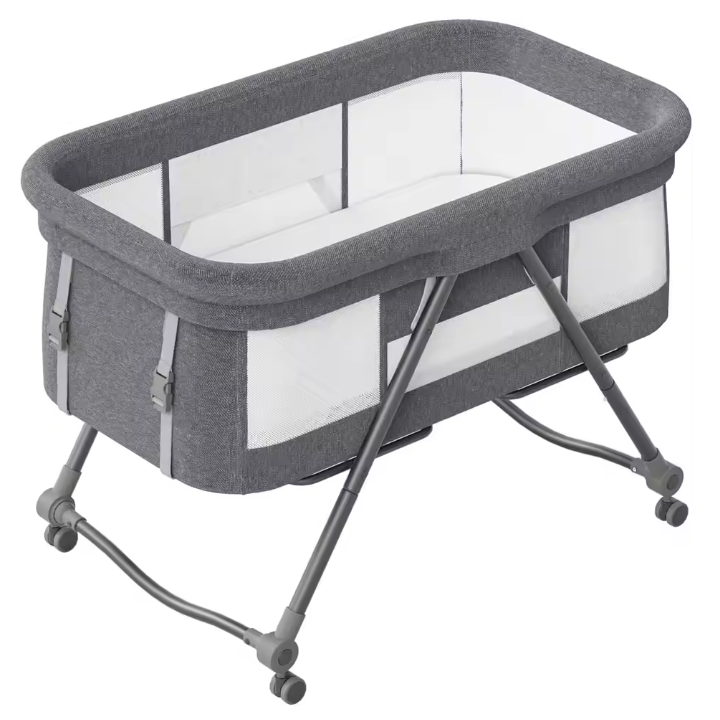 Draagbaar Baby Reisbedje met Matras en Stille Wielen – Opvouwbaar en Schommelbaar