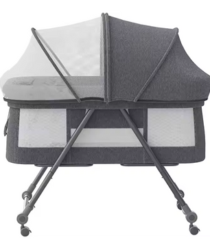 Draagbaar Baby Reisbedje met Matras en Stille Wielen – Opvouwbaar en Schommelbaar