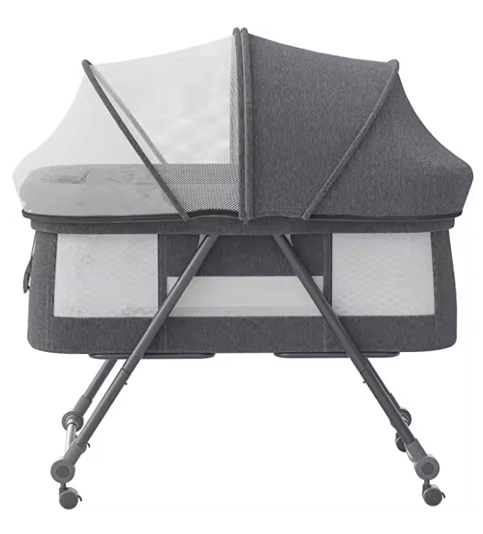Draagbaar Baby Reisbedje met Matras en Stille Wielen – Opvouwbaar en Schommelbaar
