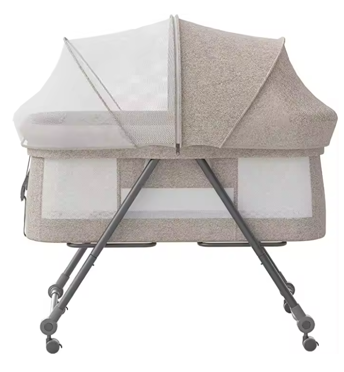 Draagbaar Baby Reisbedje met Matras en Stille Wielen – Opvouwbaar en Schommelbaar