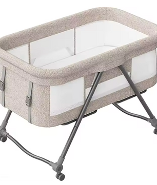 Draagbaar Baby Reisbedje met Matras en Stille Wielen – Opvouwbaar en Schommelbaar