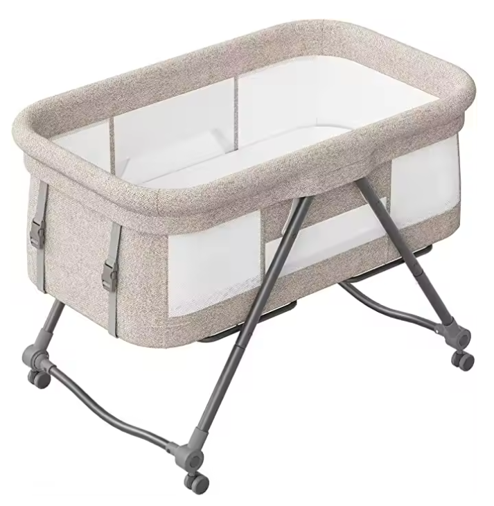 Draagbaar Baby Reisbedje met Matras en Stille Wielen – Opvouwbaar en Schommelbaar