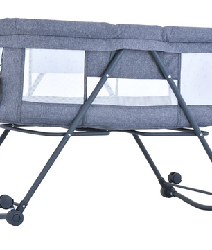 Draagbaar Baby Reisbedje met Matras en Stille Wielen – Opvouwbaar en Schommelbaar