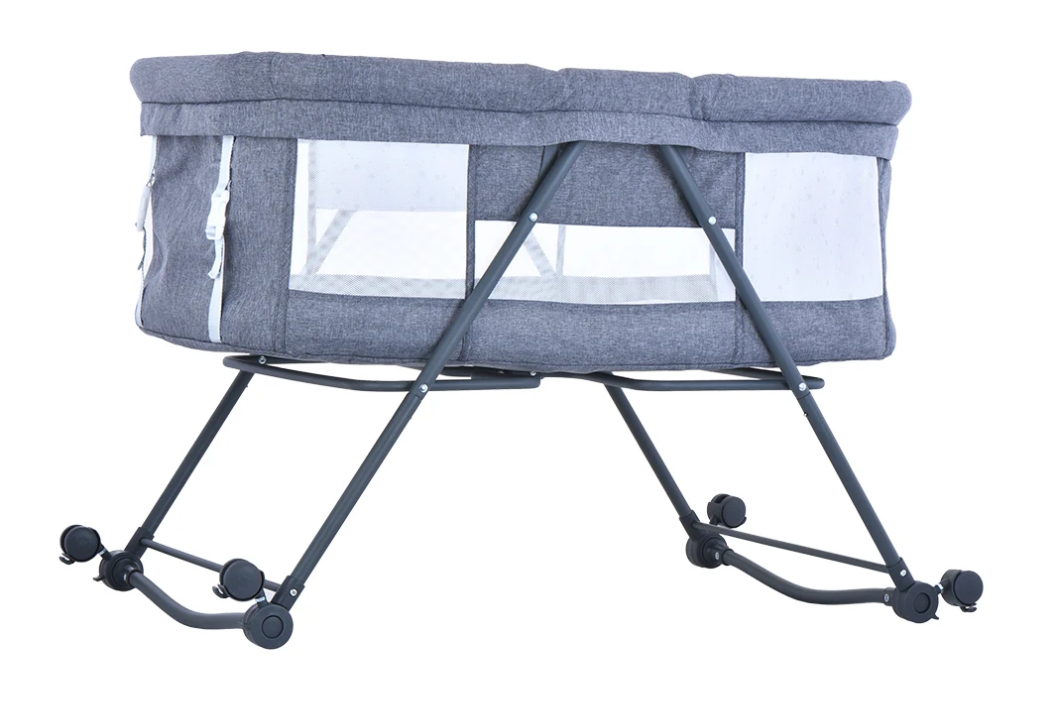 Draagbaar Baby Reisbedje met Matras en Stille Wielen – Opvouwbaar en Schommelbaar