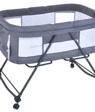 Draagbaar Baby Reisbedje met Matras en Stille Wielen – Opvouwbaar en Schommelbaar