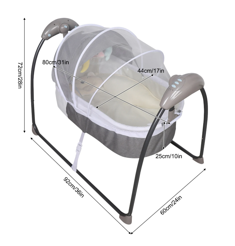 Elektrisch Baby Schommelbed met Afstandsbediening – Timer en 3 Schommelstanden