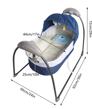 Elektrisch Baby Schommelbed met Afstandsbediening – Timer en 3 Schommelstanden