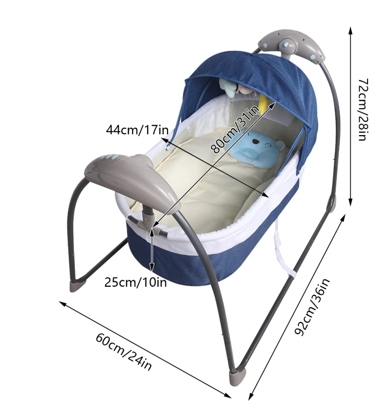 Elektrisch Baby Schommelbed met Afstandsbediening – Timer en 3 Schommelstanden