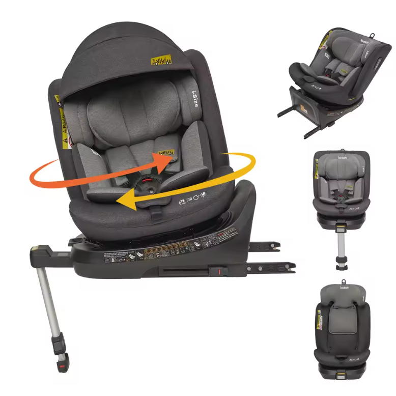 360° Draaibare i-Size Kinderautostoel met Steunpoot – 40 tot 150 cm