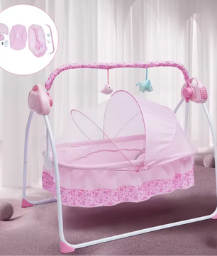 Elektrische Babywieg met Automatische Schommelfunctie, Muziek, Bluetooth en USB – Opvouwbaar en Veilig