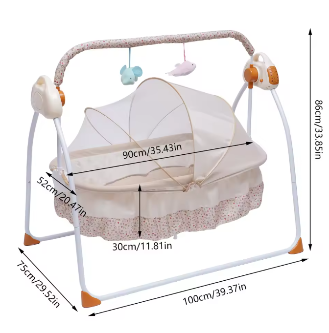 Elektrische Babywieg met Automatische Schommelfunctie, Muziek, Bluetooth en Afstandsbediening