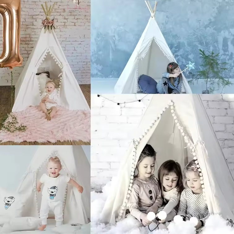 Kinder Tipi Speeltent 160 cm – Draagbare Speeltent voor Binnen en Buiten, Fantasierijk en Comfortabel