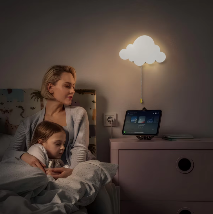 Wolk Nachtlamp voor Kinderkamer – Wandlamp op Batterijen met Zacht Licht